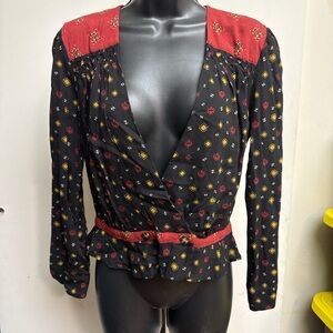 Free People Where We Roam Surplice Wrap Front Top